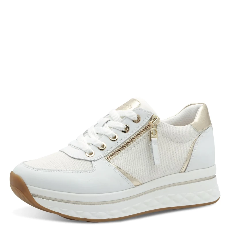 Tamaris Comfort Women’s Platform Sneakers with Zip Sporty, White, 6,5 UK