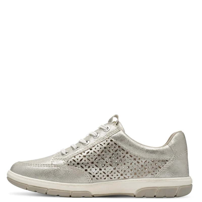 Jana Women’s Flat Sneakers with Zip Vegan, Silver, 5 UK