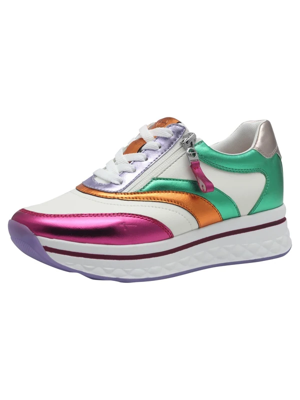 Tamaris Comfort Women’s Platform Sneakers with Zip Sporty, Metallic Comb, 7,5 UK