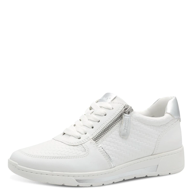 Jana Women’s Flat Sneakers Low Top Vegan, White/Silver, 5 UK