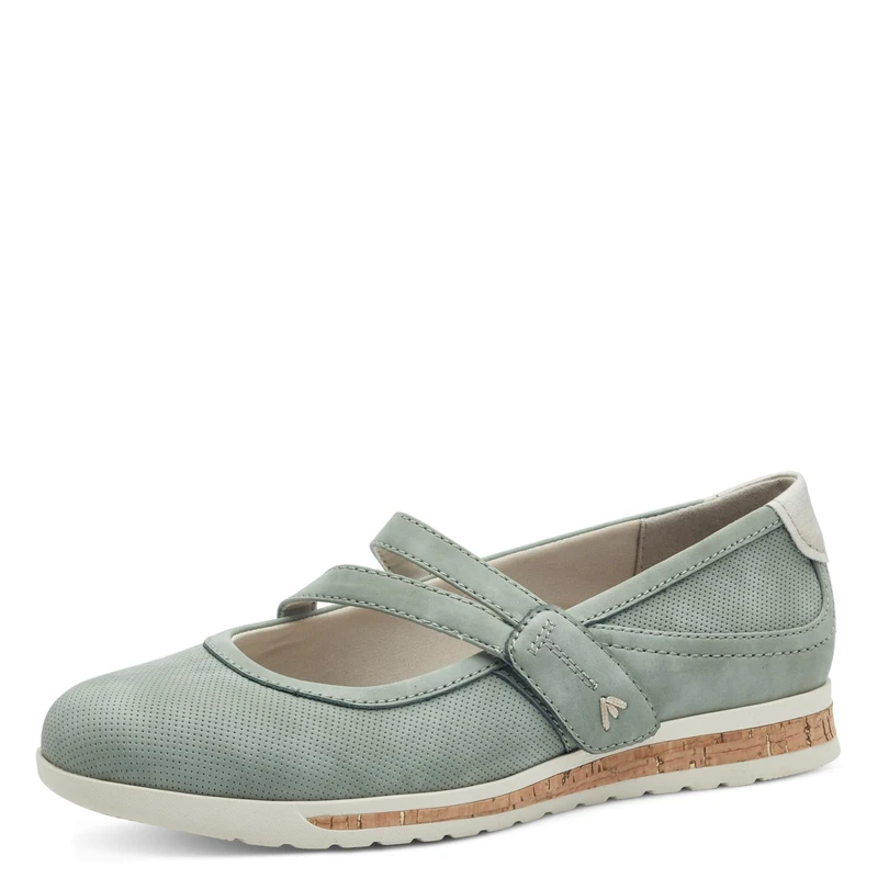 Jana Women’s Ballerinas with Velcro Vegan, Sage, 6 UK