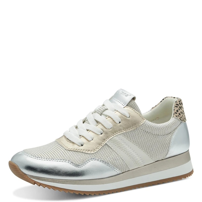 Jana Women’s Flat Sneakers Low Top Vegan, Metallic Comb, 8 UK - Image 1