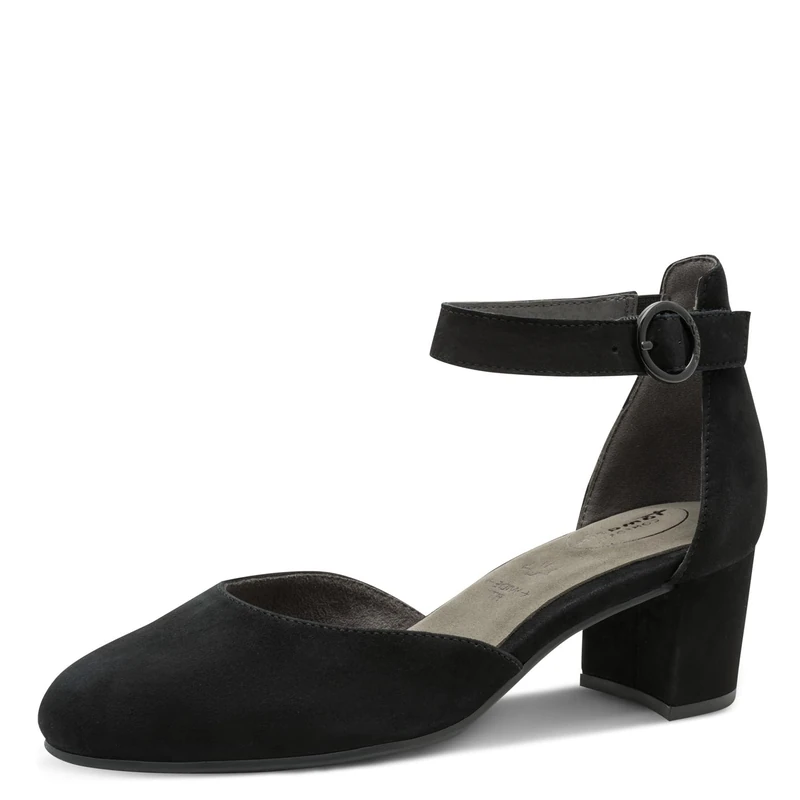 Tamaris Comfort Women’s Leather Pumps with Strap Elegant, Black Suede, 3,5 UK