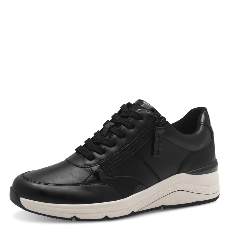 Jana Women’s Flat Sneakers with Zip Vegan, Black/White, 4 UK