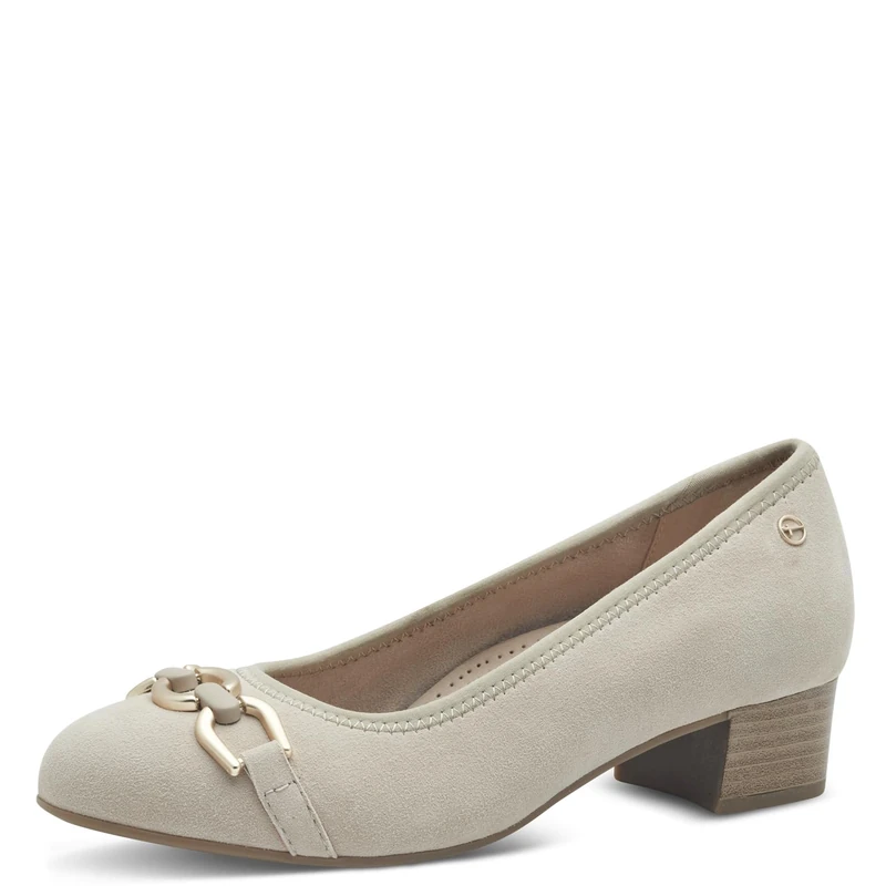 Tamaris Comfort Women’s Leather Pumps Low Heel, Beige Suede, 6,5 UK - Image 1