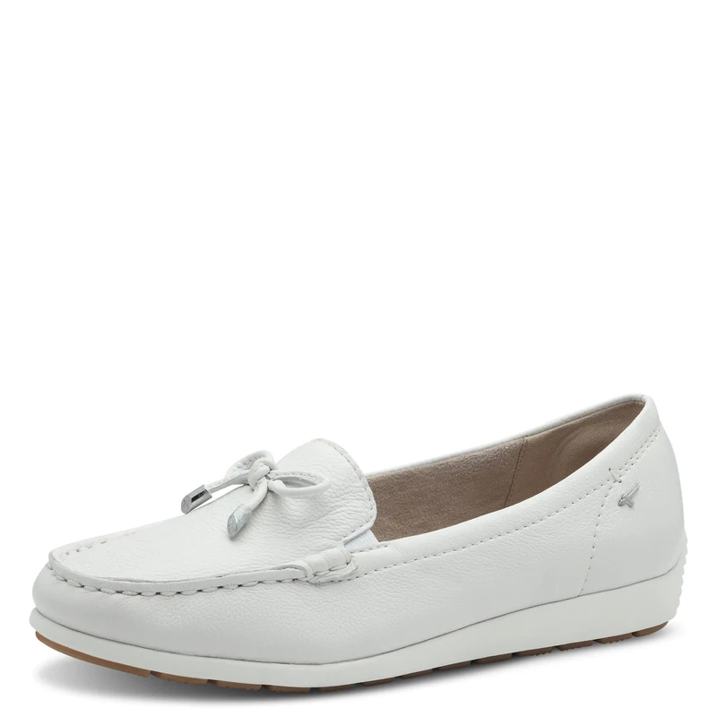 Tamaris Comfort Women’s Leather Moccasins with Bow, White Nappa, 3,5 UK - Image 1