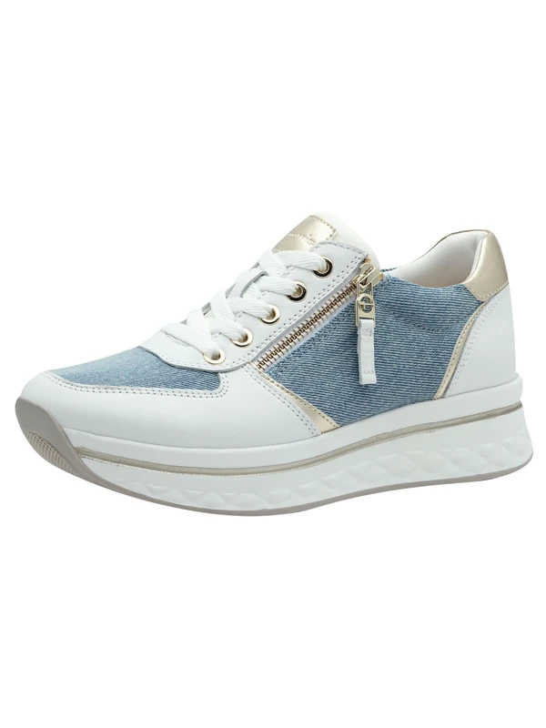 Tamaris Comfort Women’s Platform Sneakers with Zip Sporty, Jeans Comb, 6,5 UK