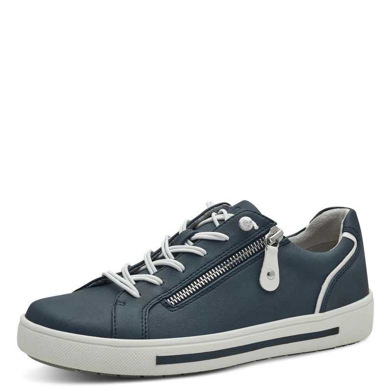 Jana Women’s Flat Sneakers with Zip Vegan, Navy, 5 UK