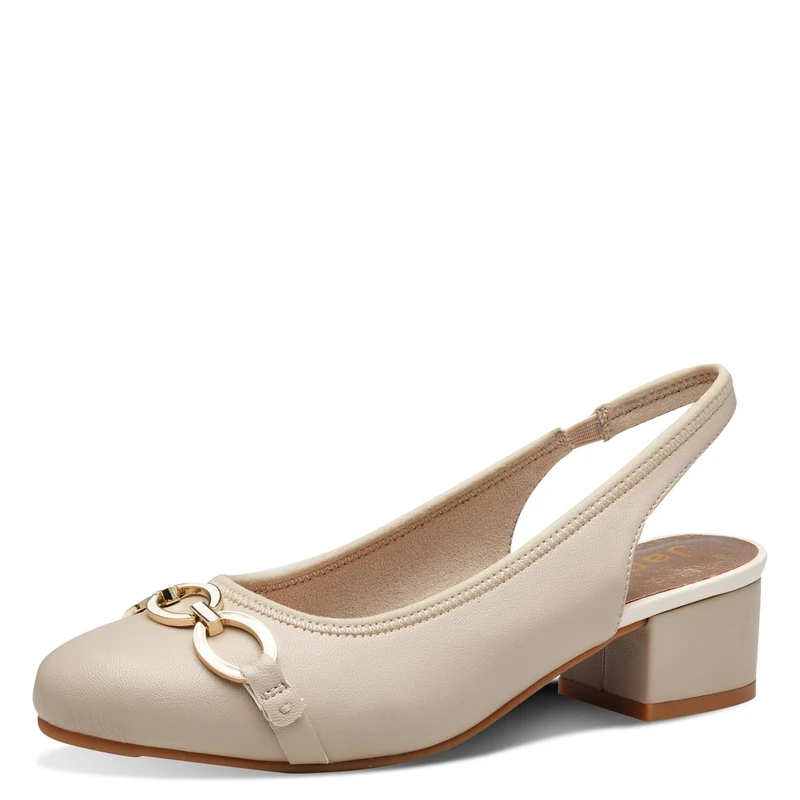 Jana Women’s Slingback Pumps with Block Heel Vegan, Taupe/Beige, 6 UK
