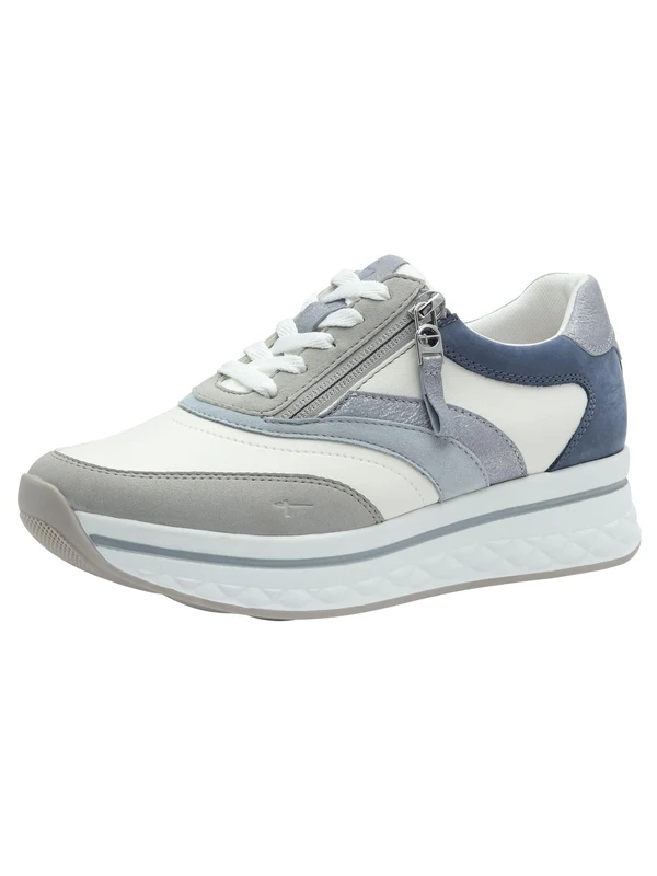 Tamaris Comfort Women’s Platform Sneakers with Zip Sporty, Lt Blue Comb, 5 UK