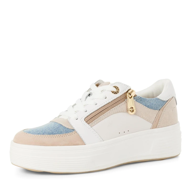Tamaris Comfort Women’s Platform Sneakers with Zip Low Top, Jeans Comb, 6,5 UK