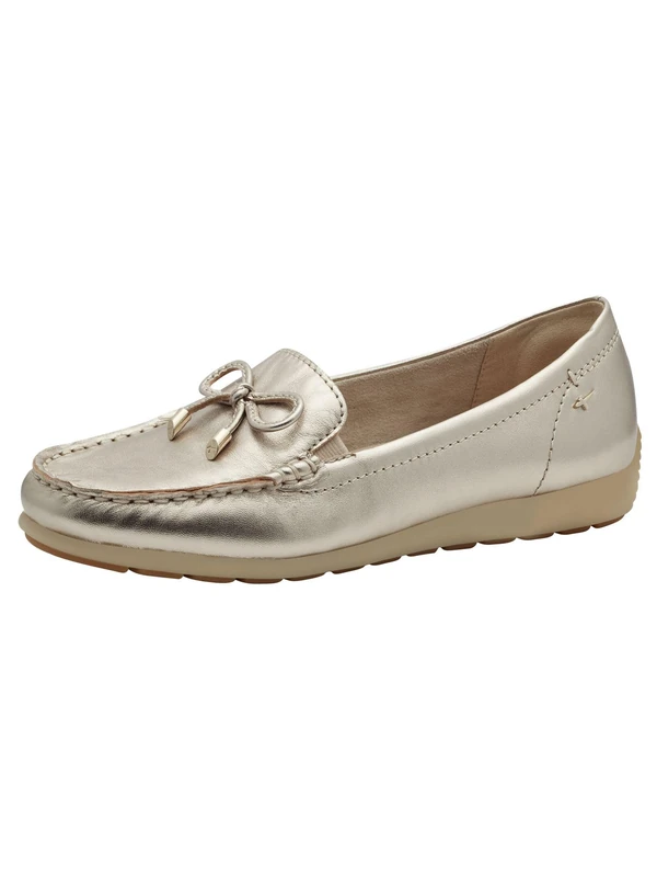 Tamaris Comfort Women’s Leather Moccasins with Bow, Lt Gold, 7,5 UK