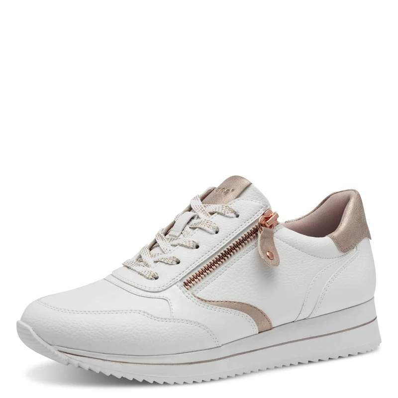 Jana Women’s Flat Sneakers with Zip Vegan, White/Rosegold, 6 UK