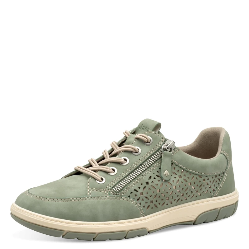 Jana Women’s Flat Sneakers with Zip Vegan, Sage, 6 UK - Image 1