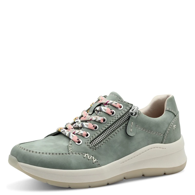 Jana Women’s Flat Sneakers with Laces Vegan, Sage, 4 UK - Image 1