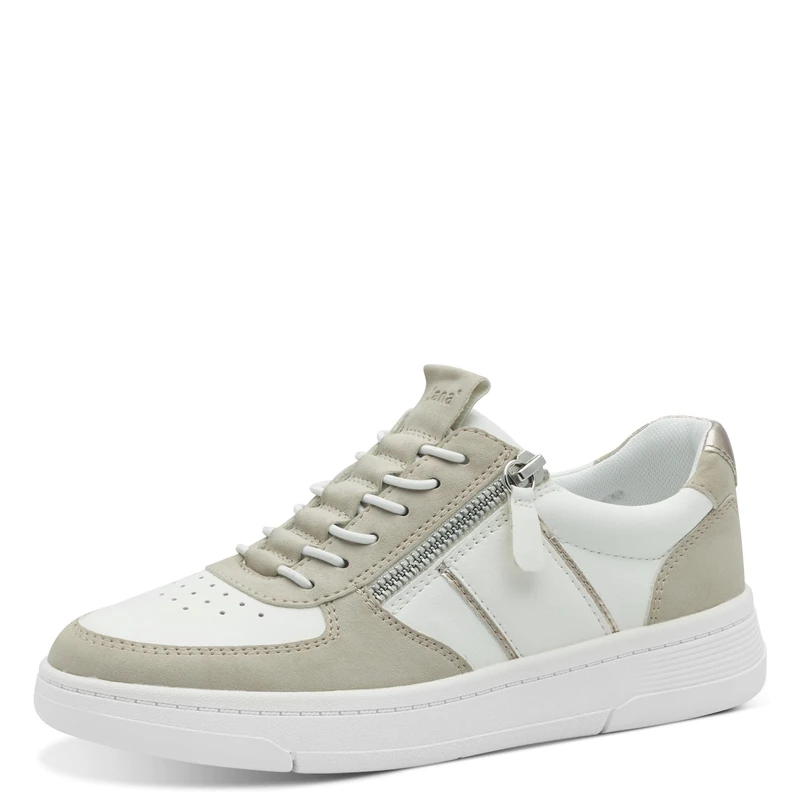 Jana Women’s Flat Sneakers Casual Vegan, White/Beige, 4 UK