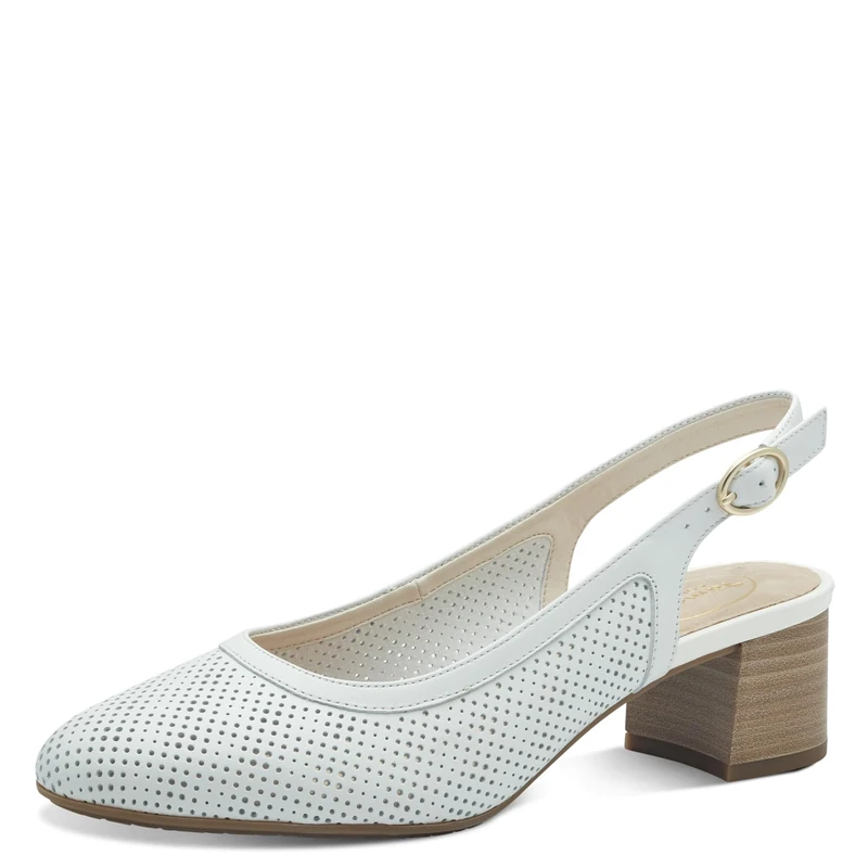 Tamaris Comfort Women’s Slingback Pumps Leather Elegant, White, 5 UK