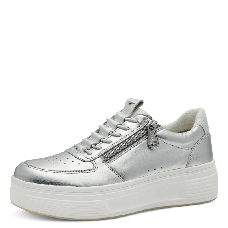 Tamaris Comfort Women’s Platform Sneakers with Zip Comfortable, Silver, 6,5 UK