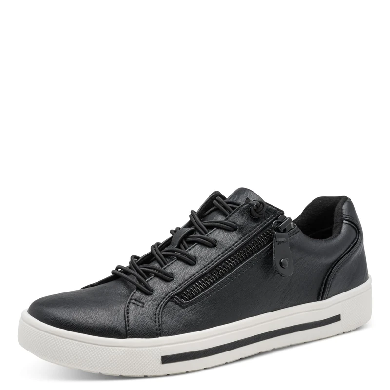 Jana Women’s Flat Sneakers with Zip Vegan, Black, 6 UK