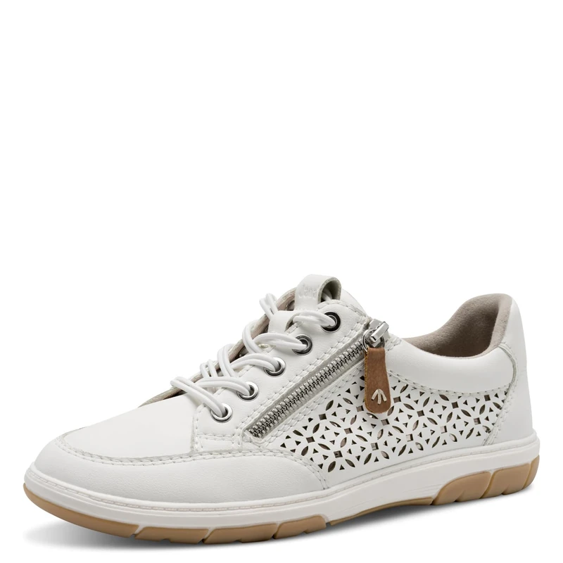 Jana Women’s Flat Sneakers with Zip Vegan, White, 6 UK - Image 1