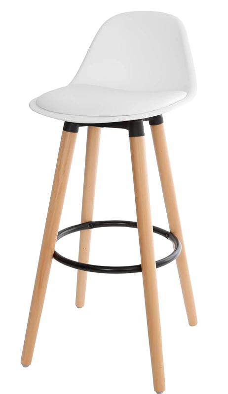 FORNOR 41043 Bar Stool White C/Backrest 40.5 x 38 x 91.5 cm - Image 1