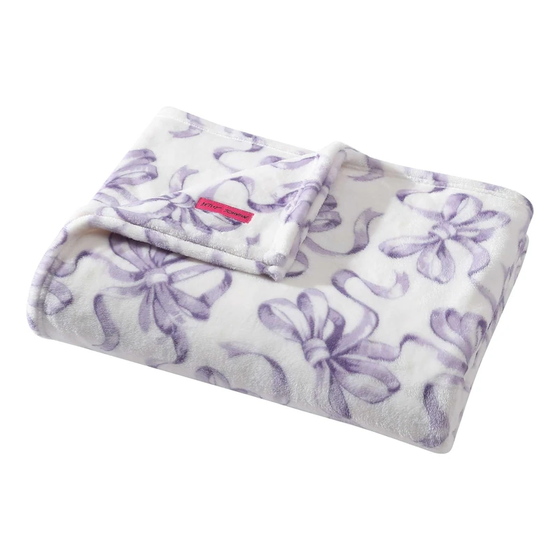 Betsey Johnson - King Blanket, Lightweight & Warm Plush Bedding, All Season Home Decor (Ballet Bows Purple, King)