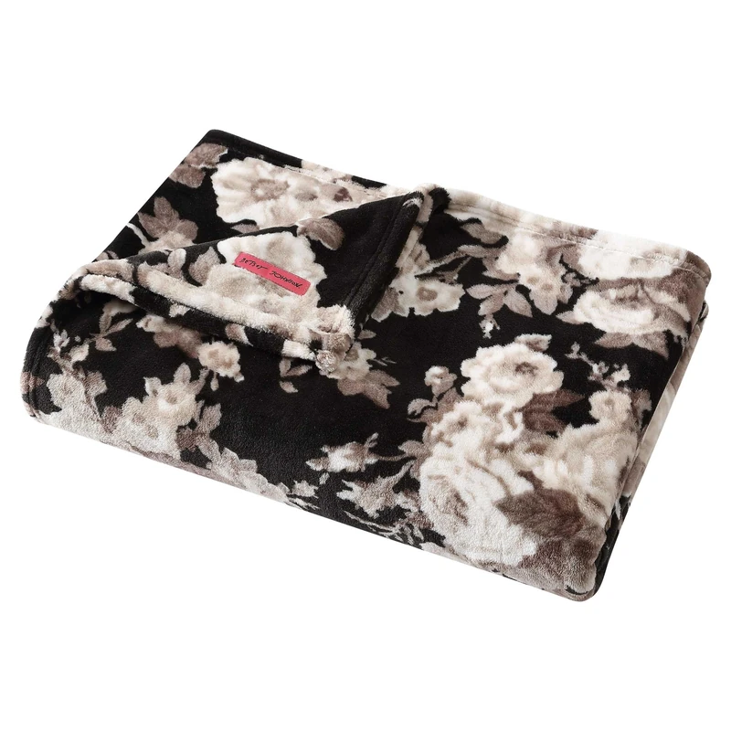 Betsey Johnson - King Blanket, Lightweight & Warm Plush Bedding, All Season Home Decor (Vintage Floral Black, King)
