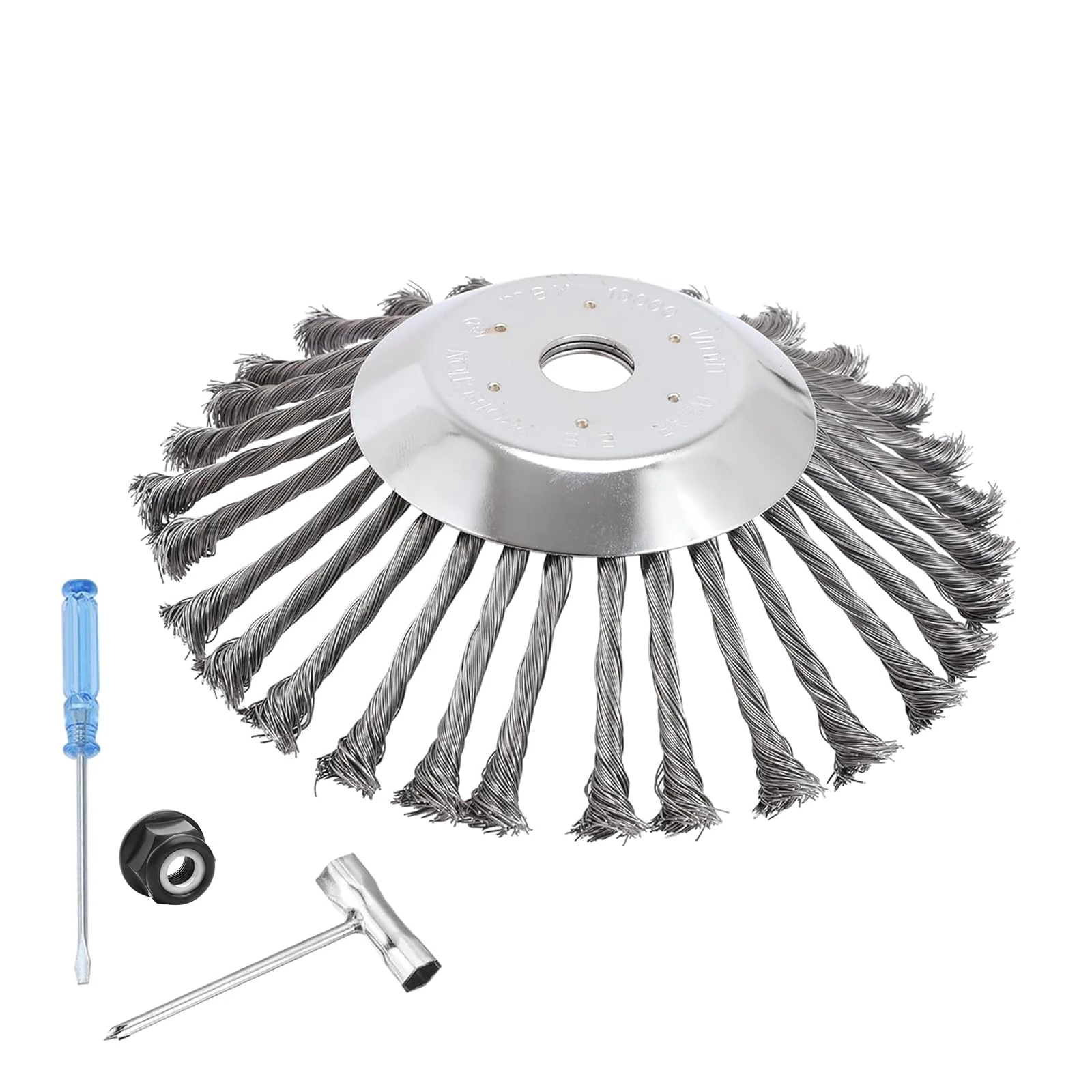 Viabrico 10 Inch Unbreakable Wired Trimmer Blade, Steel Wire Cutter Trimmer Head, Wire Rotary Brush Weed Trimmer Head, Weed Eater Head with Adapter Kit for Moss Grass Rust Removal