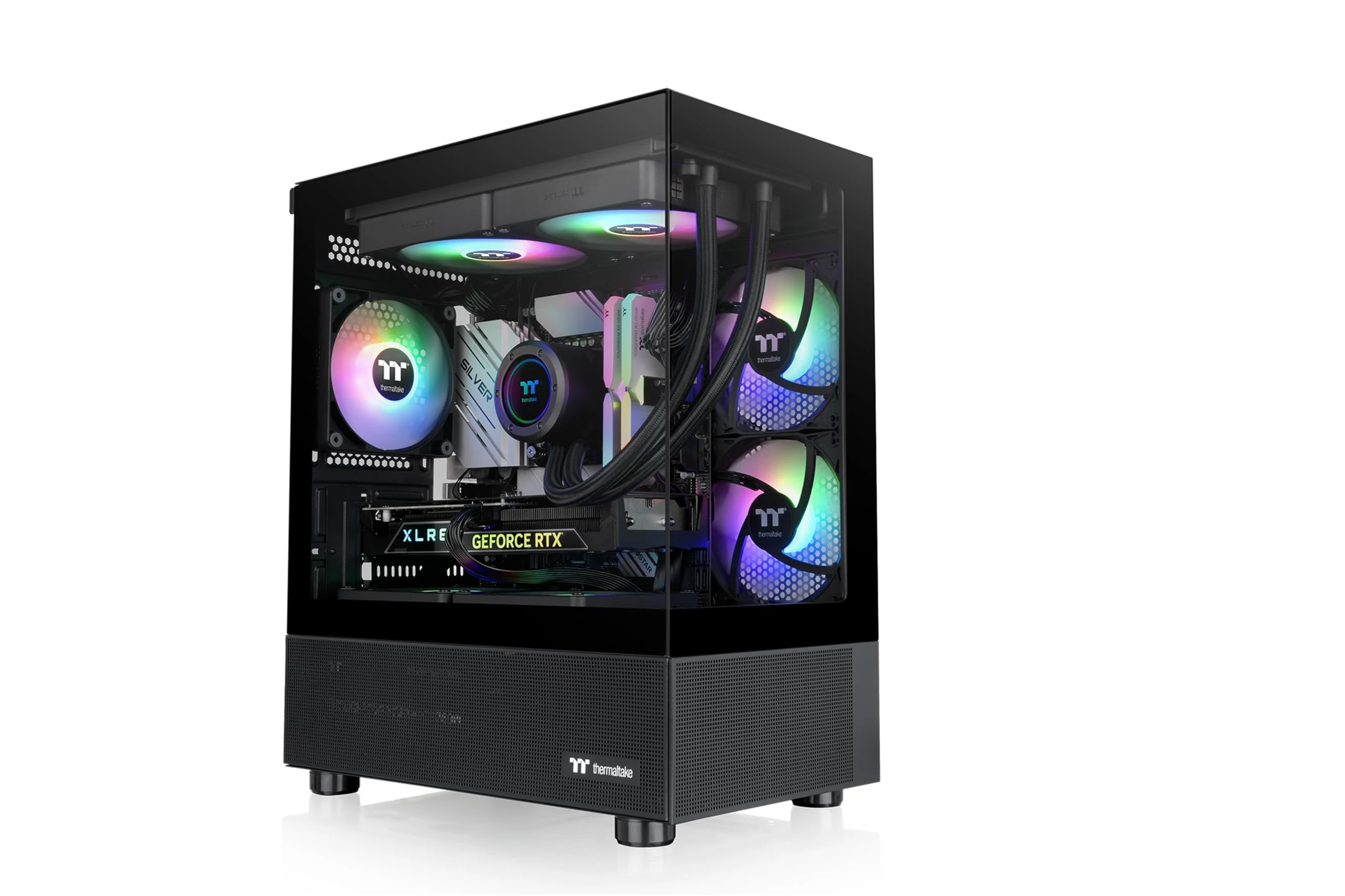 Thermaltake View 170 TG ARGB Black Micro-ATX Case; 3x120mm ARGB Fans Included; Supports Up to 280mm Radiator; Front & Side Dual Tempered Glass Panel; CA-1Z4-00M1WN-00; 3 Year Warranty