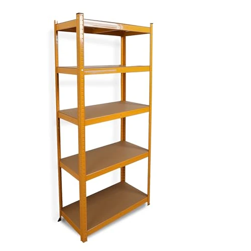 DIVCHI 5 Tier Storage Rack Heavy Duty Shelving Aluminium Garage Shelves Heavy Duty Shed Storage Racking Shelf For Warehouse Workshop & Office (Yellow, Pack of 1)