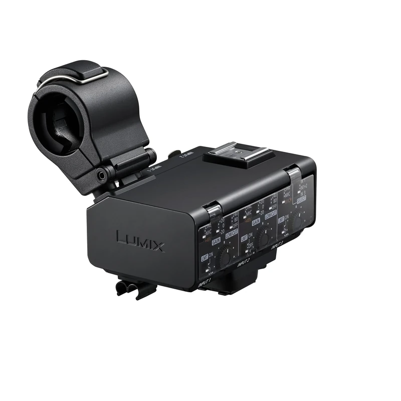 Panasonic Lumix DMW-XLR2 XLR Microphone Adaptor for The Panasonic Lumix DC-GH7, 32-Bit Float Recording, 4-Channel & High-Res Audio, Microphone Holder, 3.5mm Stereo Mini Jack. Black - Image 1