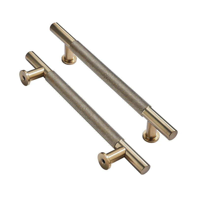 khtumeware 10 Pack 8 Inch(203mm) Drawer Handles Knurled Brushed Brass Cabinet Pulls Drawer Pulls Kitchen Hardware Kitchen Handles for Cabinets Cupboard Handles
