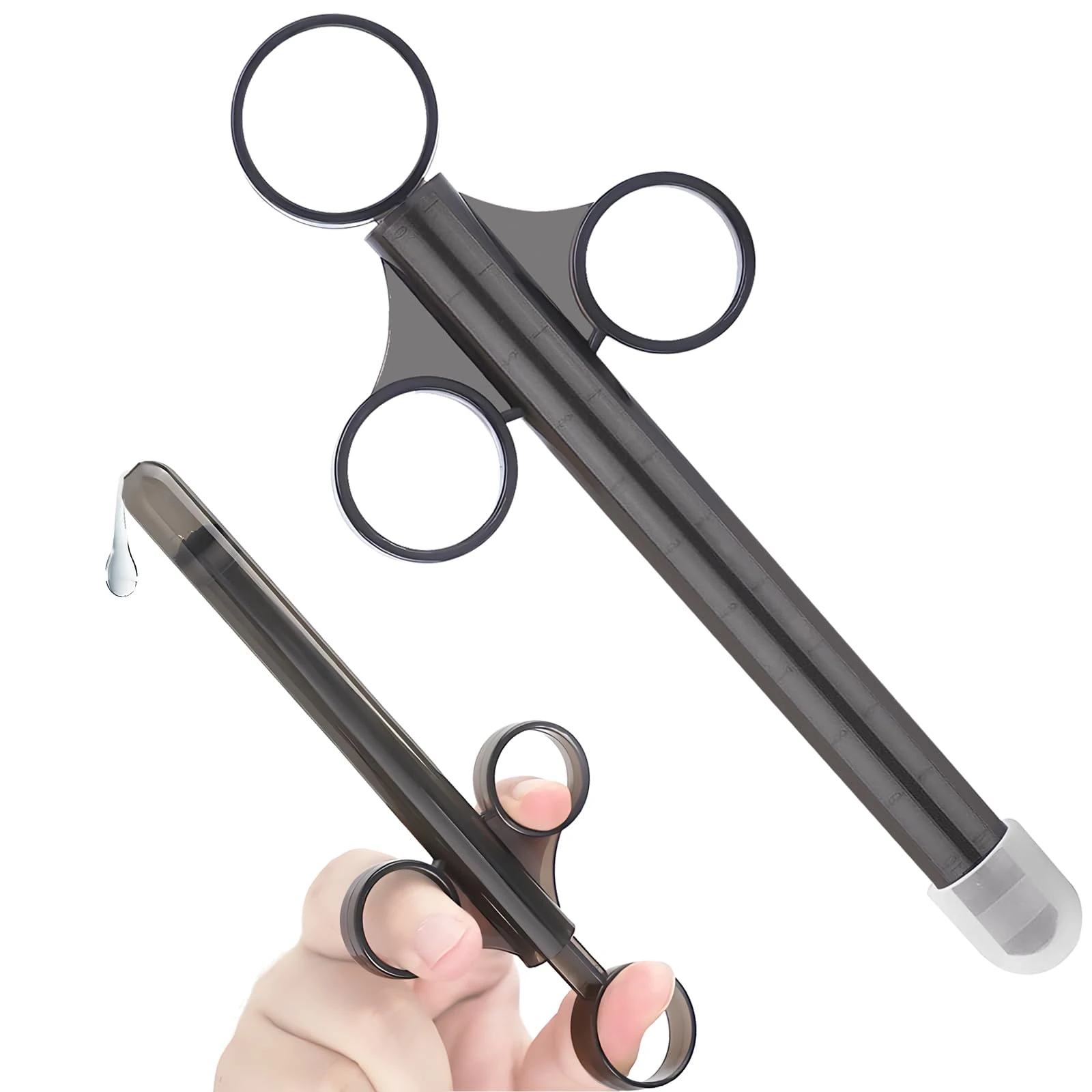 Lube Applicator Injectors with 10ml Precise Scales, 6.5” Long, Shooter with Air-Proof Silicone Cap, Lubricant Applicator for Men, Women & Couples