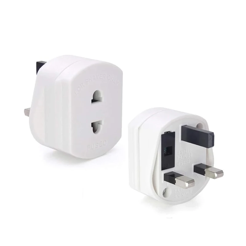 Aibulo Shaver Adapter Plug UK - 2 Pin to 3 Pin Adapter Plug for Electric Razor & Toothbrush, Travel Converter Plug, Bathroom Socket Adapter