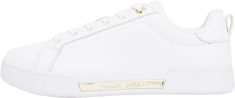 Tommy Hilfiger Women's Chique Leather Court Trainers, White (White), 7.5