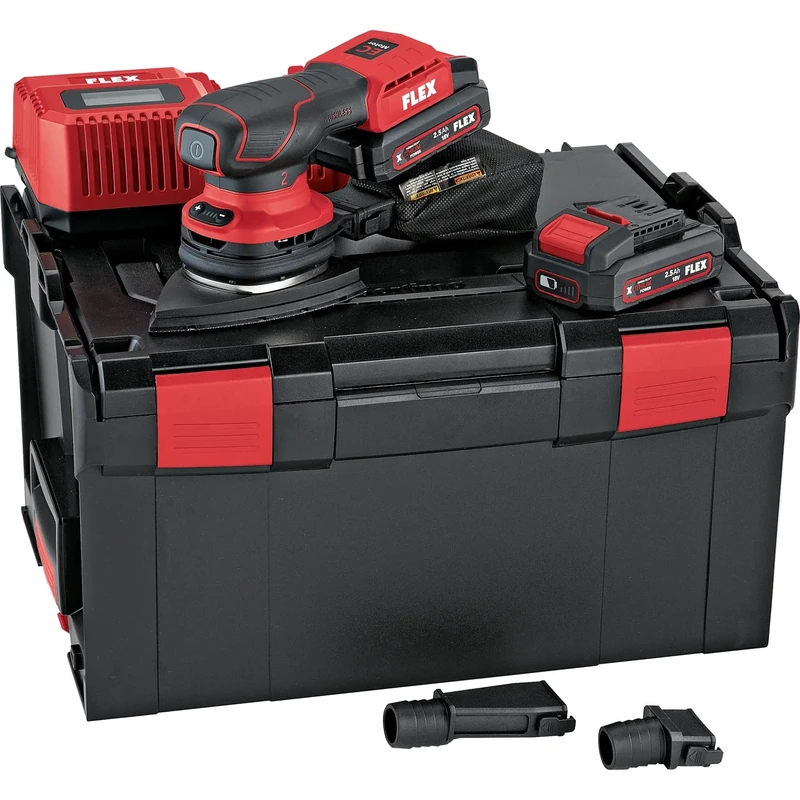 Flex Cordless Orbital Sander ODE 2-100 18-EC/2.5 Set (with Battery, Includes Quick Charger, Sanding Plate with 10-Hole System, Multisander with Speed Control 18 V) 532089