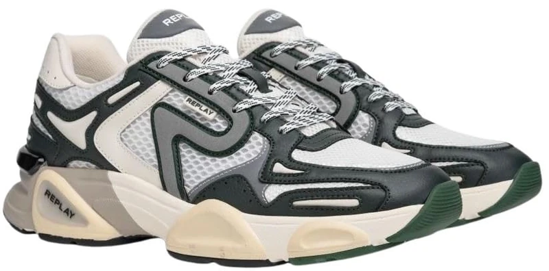 REPLAY Men's Destiny M Forest Trainers, 3445 Forest Green White, 11 UK