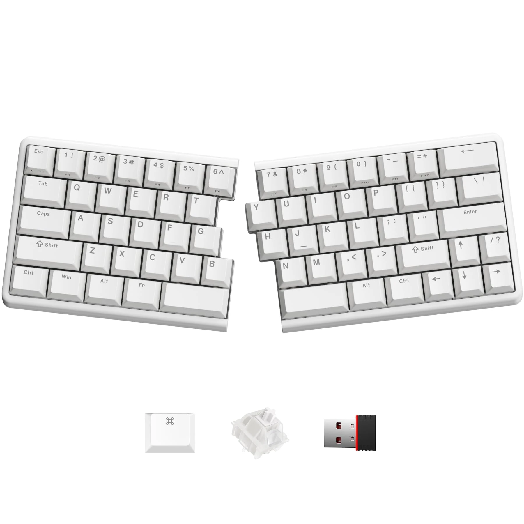 NocFree Wireless Ergonomic Split Mechanical Keyboard - Linear, Hot-Swappable, Compact 60% Layout, Programmable for Mac & Windows, PBT Keycaps(Standard Version)
