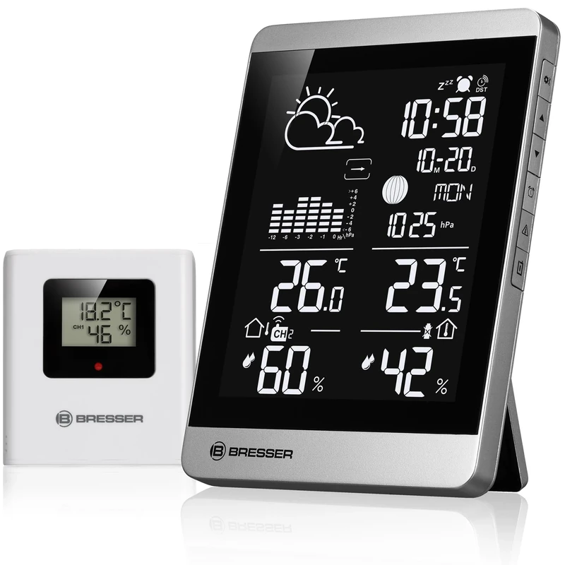 Bresser ClimateTemp NDV-NEO Wireless Weather Station with Outdoor Sensor, Temperature and Humidity Display, Weather Forecast, Frost Warning, Vertical