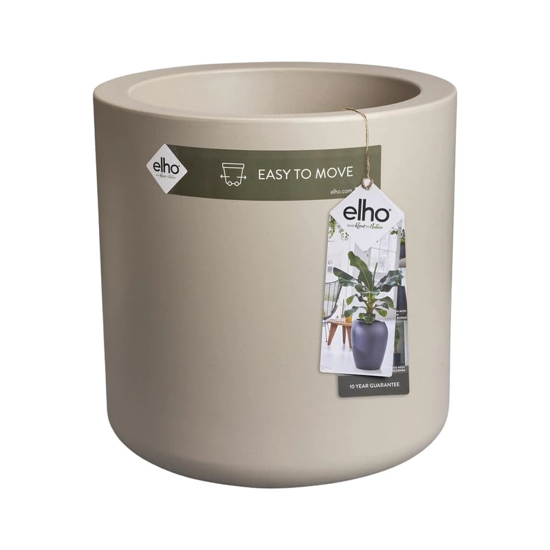 elho Pure Cilinder Wheels 40 Flower Pot - Balanced Beige - Image 1
