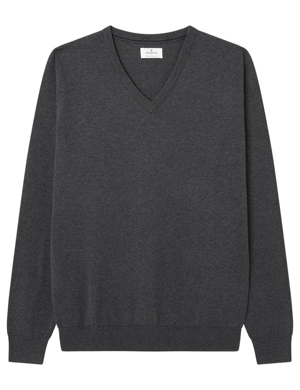 SPRINGFIELD Men's 1408818 Essential V-Neck Jumper, Dark Grey, M