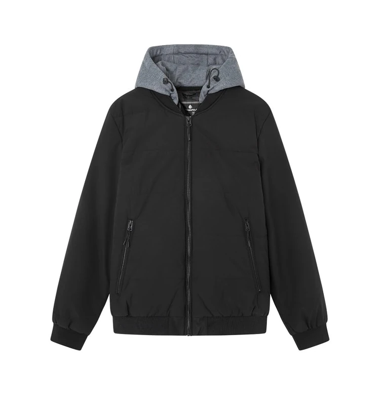 SPRINGFIELD Cazadore Men's Padded Bomber Jacket Removable Hood, Black Standard, XL