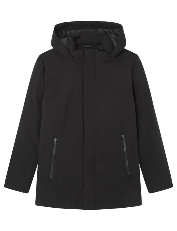 SPRINGFIELD Parkita Tech Puffed Detachable Hooded Jacket for Men, Black Standard, L