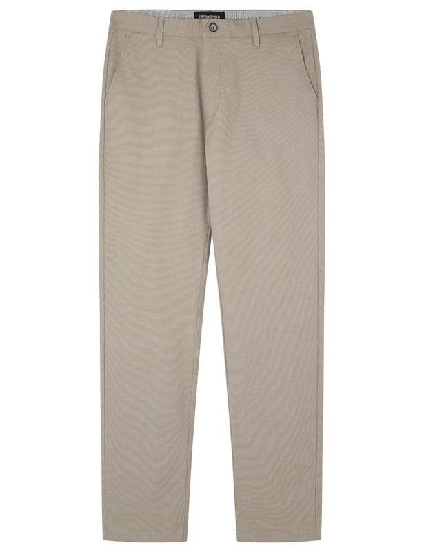 SPRINGFIELD Bicolor Structure Men's Comfort Slim Fit Chino Dress Pant, Medium Taupe, 44W / 42L - Image 1