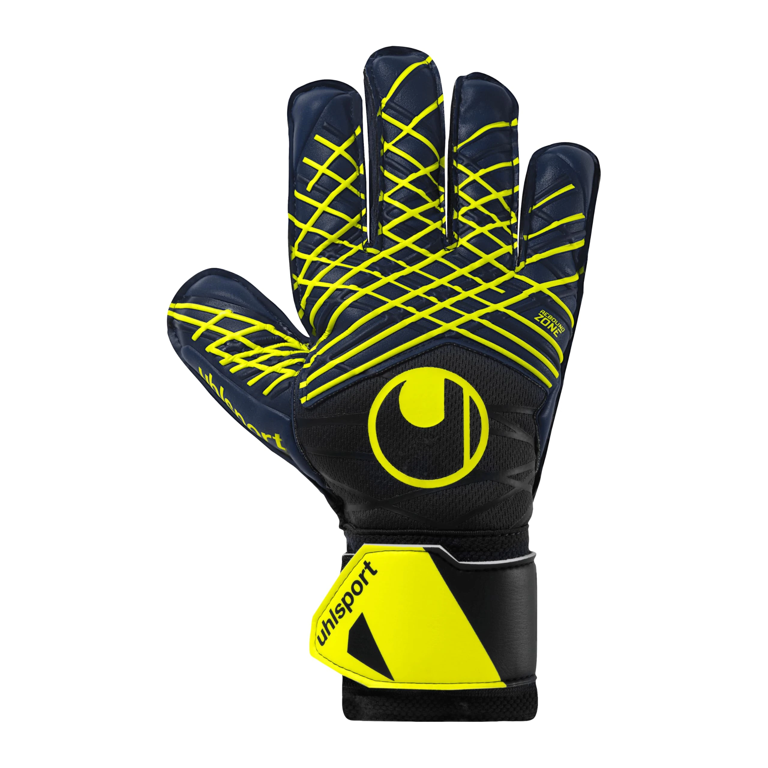 uhlsport Prediction Soft Pro Football Goalkeeper Gloves, Navy/White/Neon Yellow, 7.5