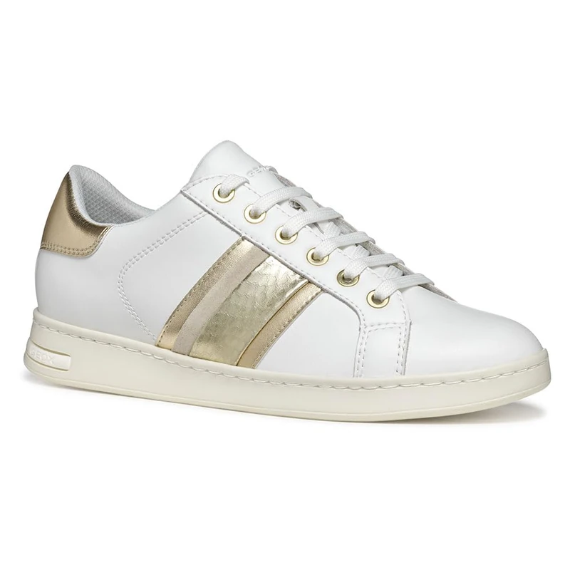 Geox Women's D Jaysen E Sneaker, White/Lt Gold, 8 UK