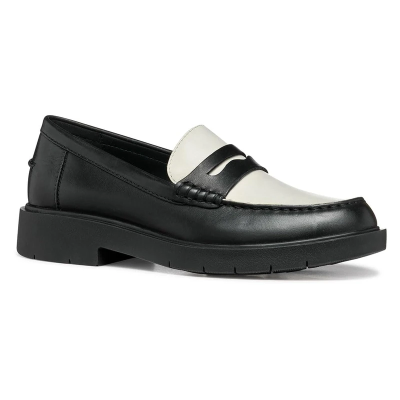 Geox Women's D SPHERICA EC1 A Loafer, Black/Lt Sand, 6.5 UK