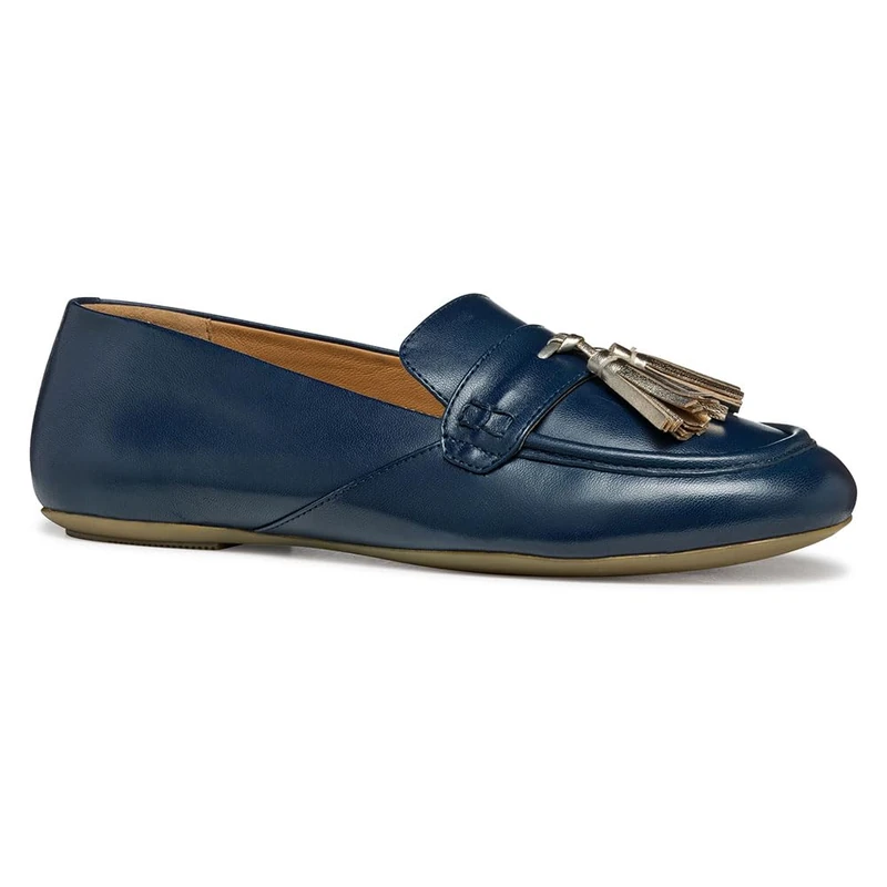 Geox Women's D Palmaria B Moccasin, Navy/Lt Gold, 5 UK