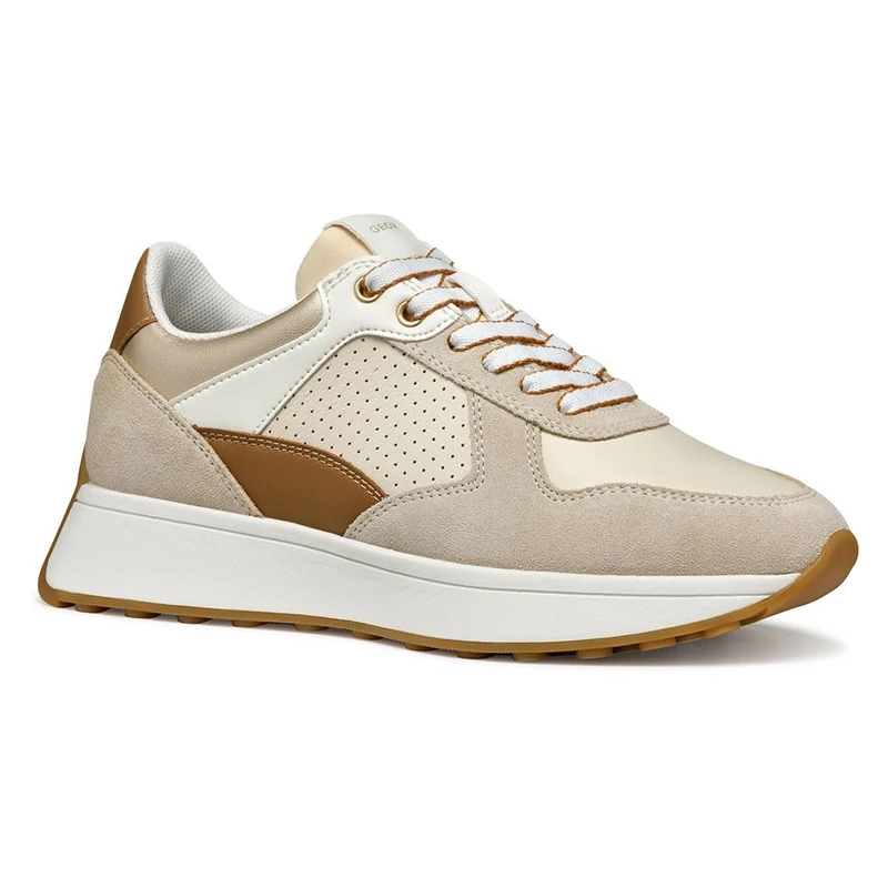 Geox Women's D Amabel A Sneaker, Papyrus/Lt Taupe, 7.5 UK