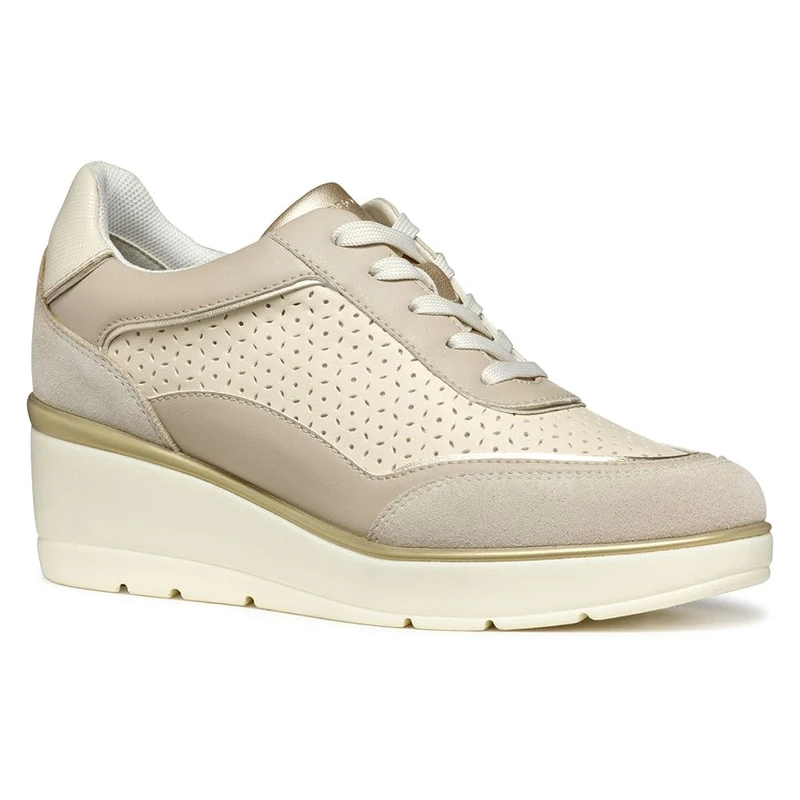 Geox Women's D ILDE B Sneaker, Beige/Lt Taupe, 4 UK